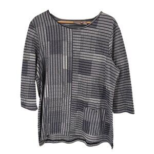 Chicos 2  Womens blue Striped 3/4 Sleeve Top Size large